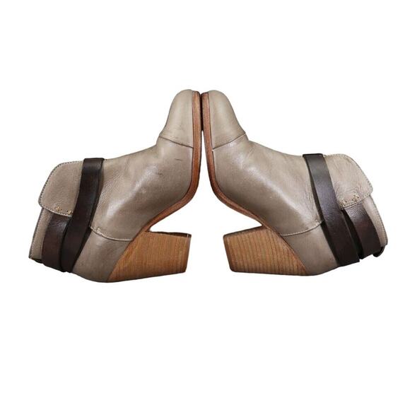 Rag & Bone Shoes Womens 35 Bootie Harrow Stacked Heel Cap Toe Leather Strap Gray - Picture 12 of 16